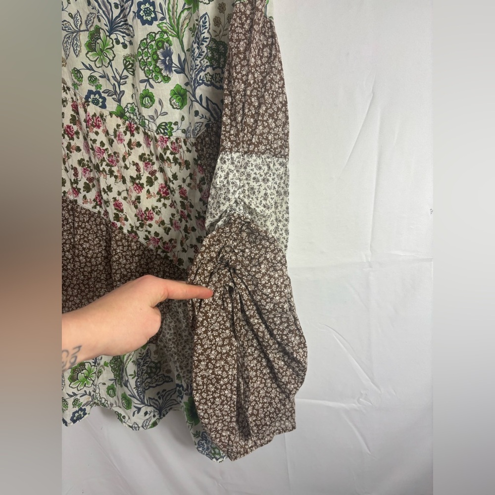 Y2K Cottagecore Patchwork Asymmetrical‎ Boho 100% Cotton Midi Skirt Size L - Picture 6 of 16